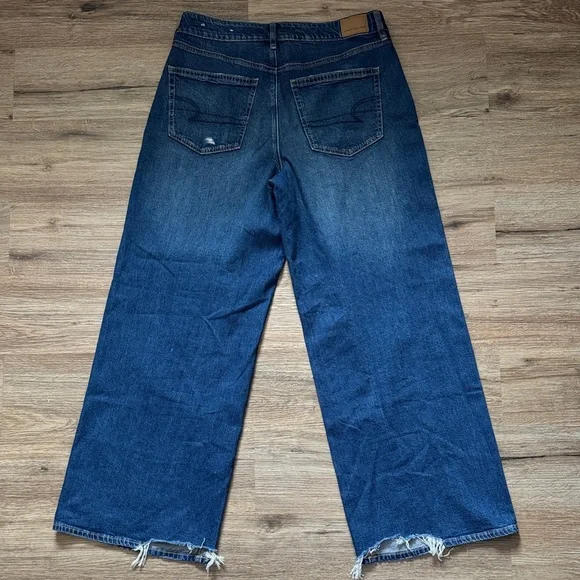 American Eagle Dark Blue Denim Wide Leg Jeans - Picture 4 of 5